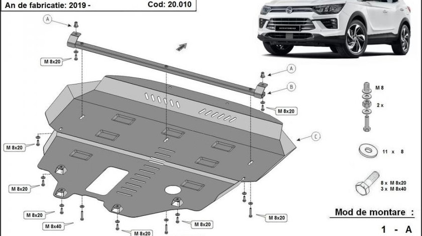 Scut motor metalic Ssangyong Korando 2019-prezent