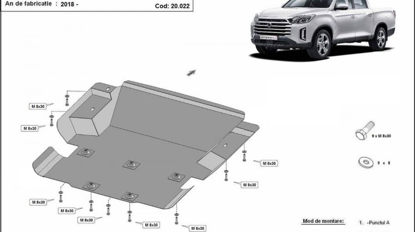 Scut motor metalic Ssangyong Musso Grand 2019-prezent