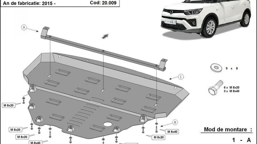 Scut motor metalic Ssangyong Tivoli 2015-prezent