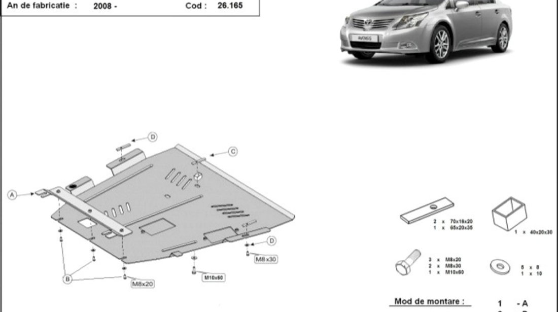 Scut motor metalic Toyota Avensis 2009-2018