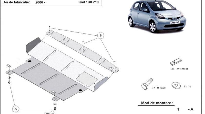 Scut motor metalic Toyota Aygo 2005-2014