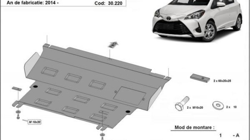 Scut motor metalic Toyota Aygo 2014-prezent