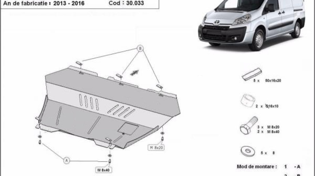 Scut motor metalic Toyota Proace 2013-2015