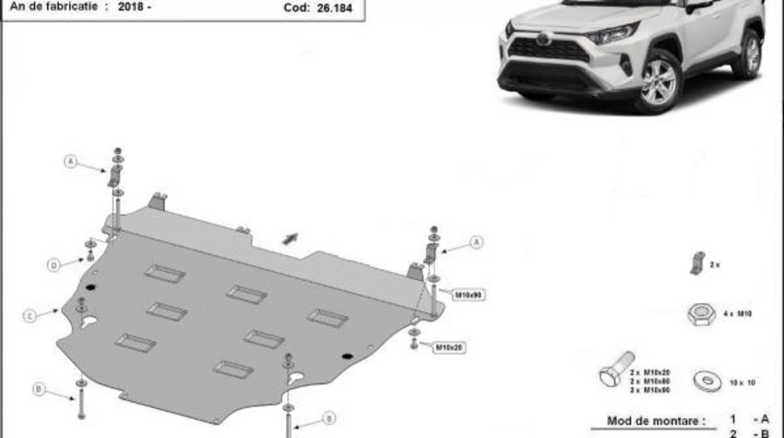 Scut motor metalic Toyota Rav 4 2019-prezent