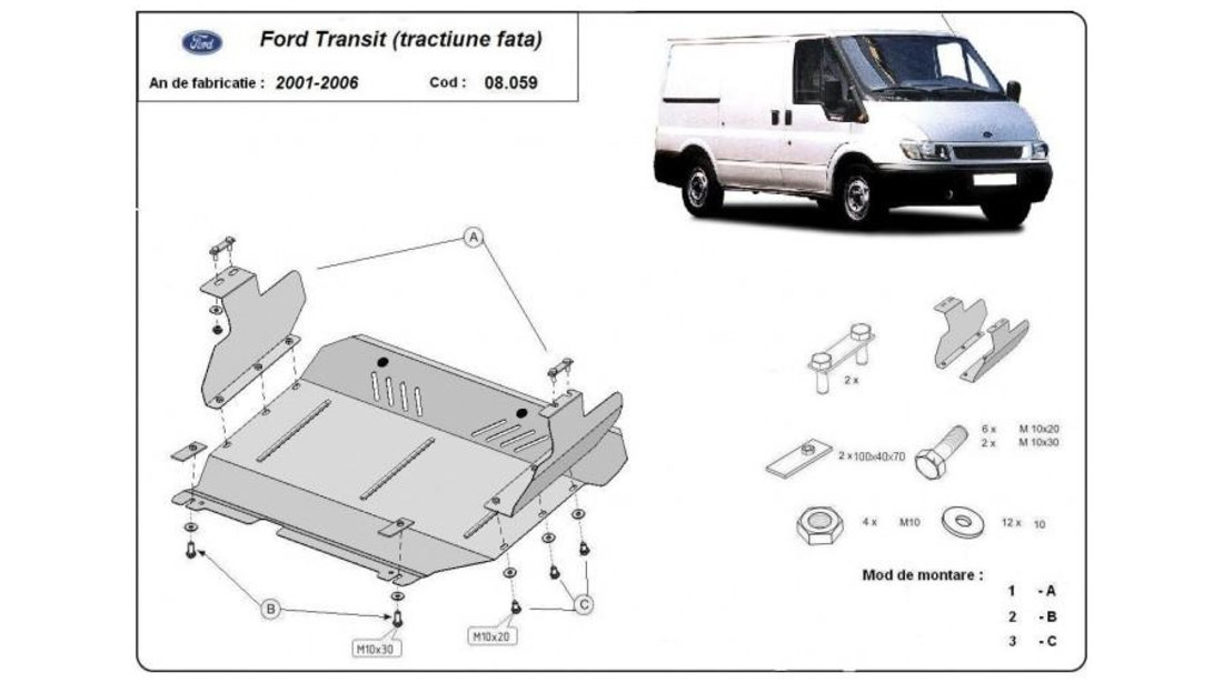 Scut motor metalic (tractiune fata) Ford Transit Connect (2002-2012)[P65_,P70_,P80] #5