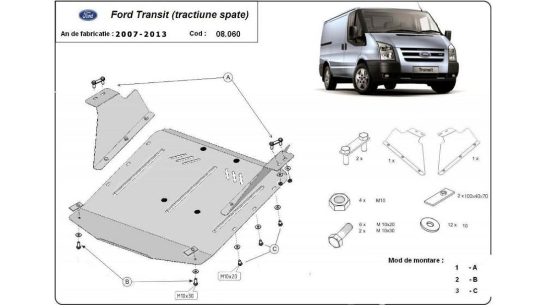 Scut motor metalic (tractiune spate) Ford TRANSIT TOURNEO (2006->) #5