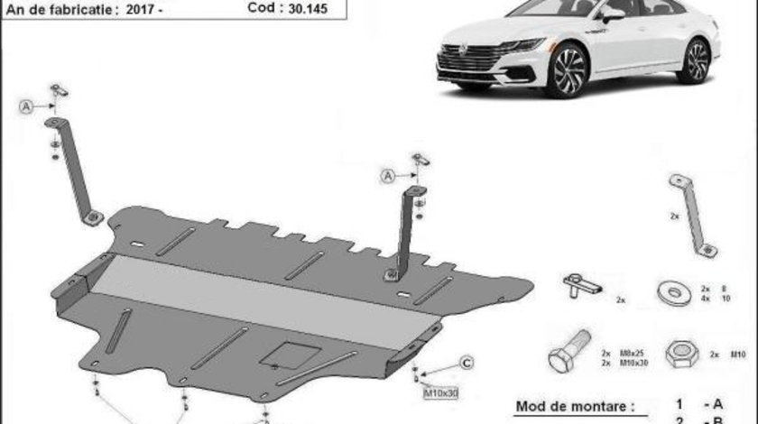 Scut motor metalic Volkswagen Arteon Cutie Manuala 2017-prezent