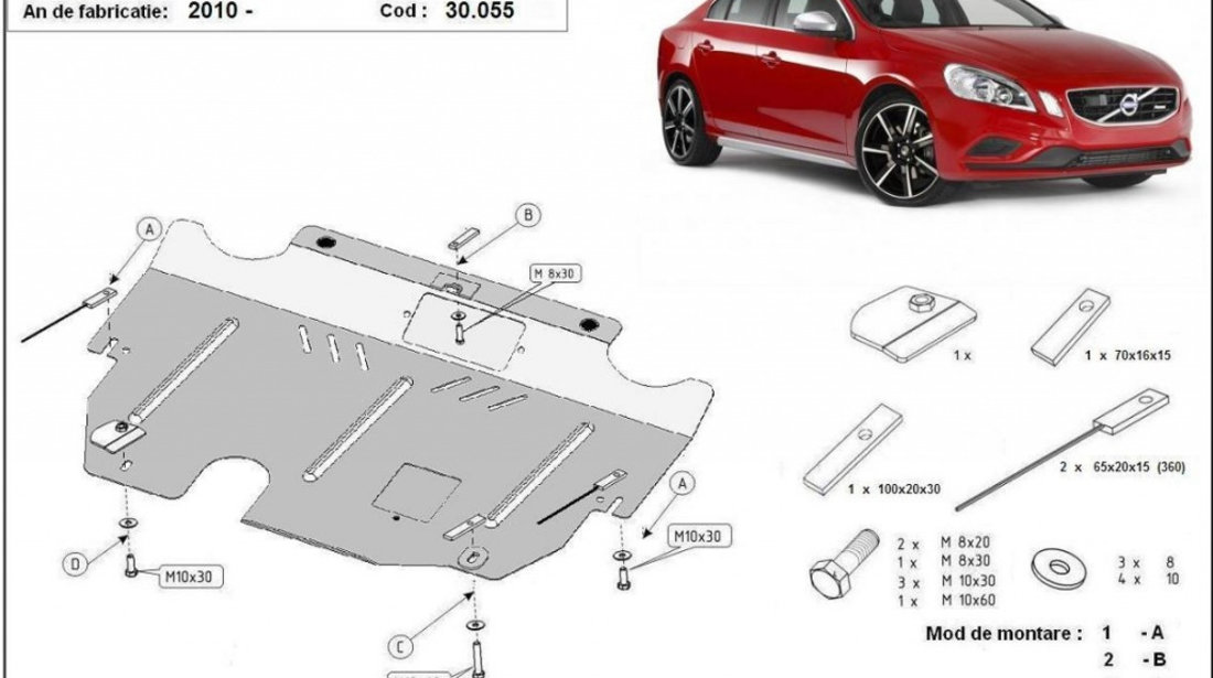 Scut motor metalic Volvo S60 2010-2018