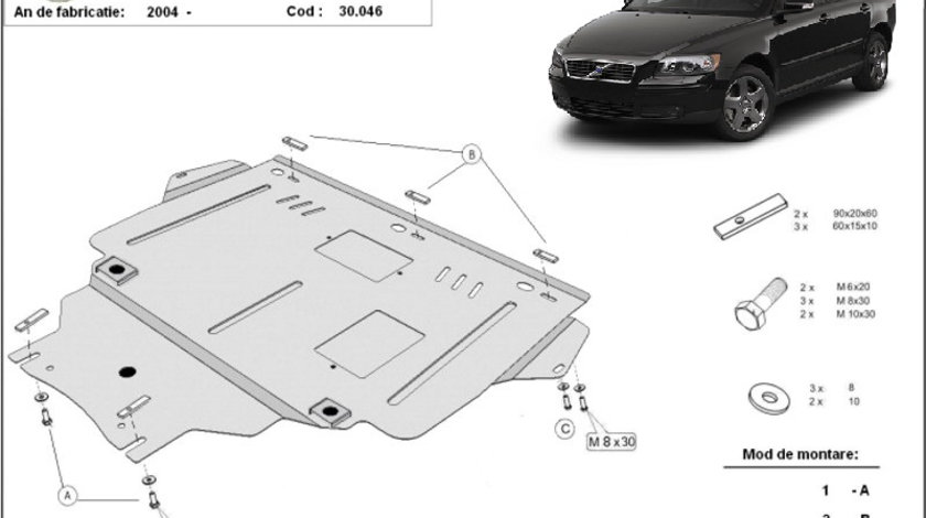 Scut motor metalic Volvo V50 2004-2012