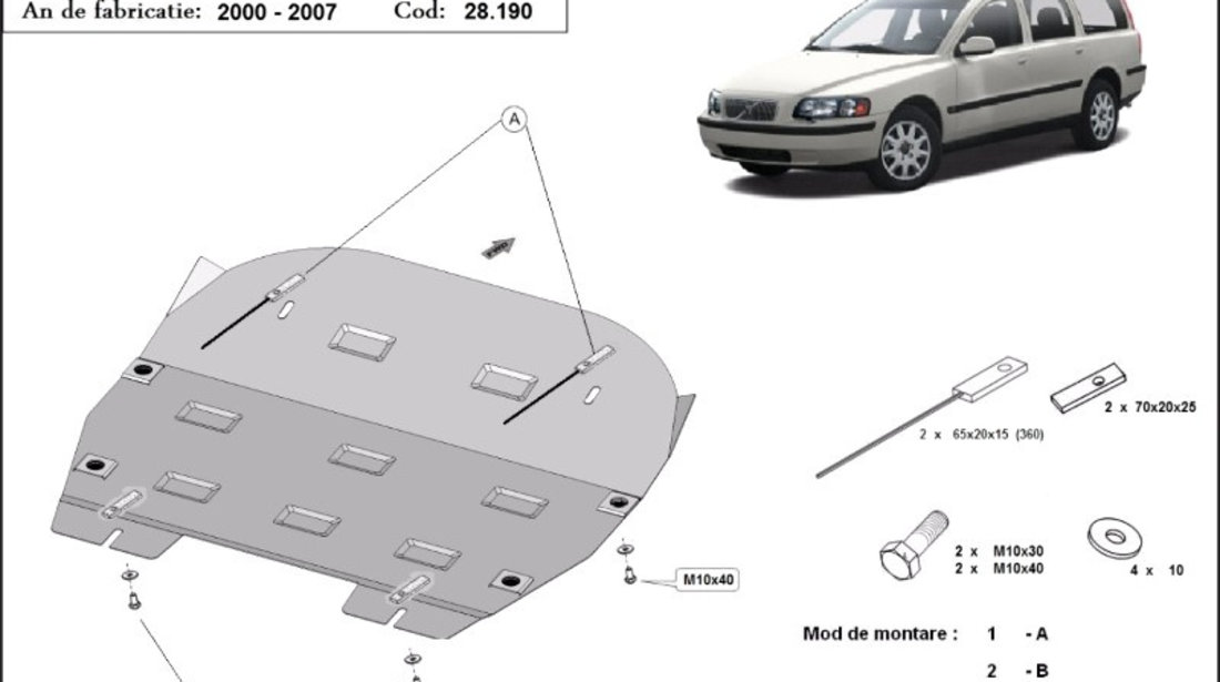 Scut motor metalic Volvo V70 2000-2007