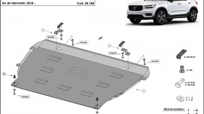 Scut motor metalic Volvo XC40 2017-2023