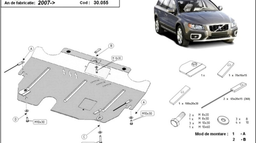 Scut motor metalic Volvo XC70 2007-2016