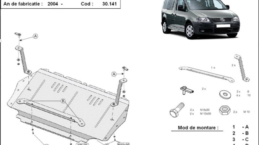 Scut motor metalic VW Caddy 1.9 tdi, 2.0Tdi 2004-2010