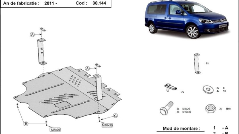 Scut motor metalic VW Caddy 2010-2020
