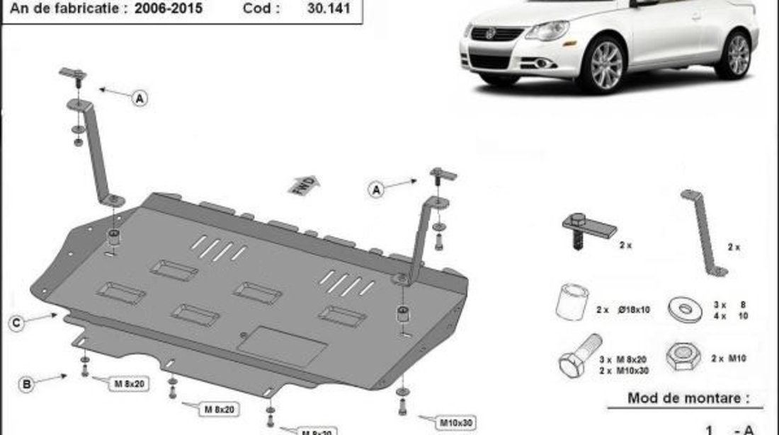 Scut motor metalic VW Eos 1.6FSI ; 2.0TDI 2006-2015