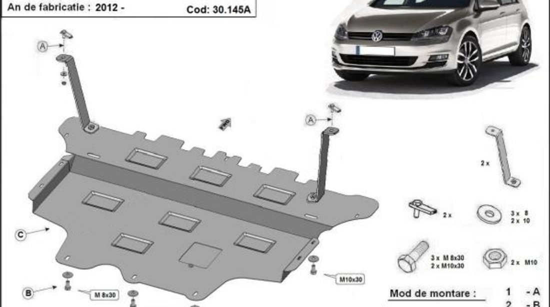 Scut motor metalic VW Golf 7 Cutie Automata 2012-2019