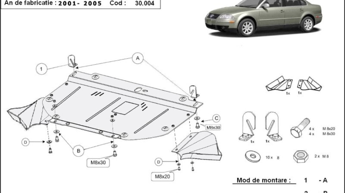 Scut motor metalic VW Passat B5 2000-2005