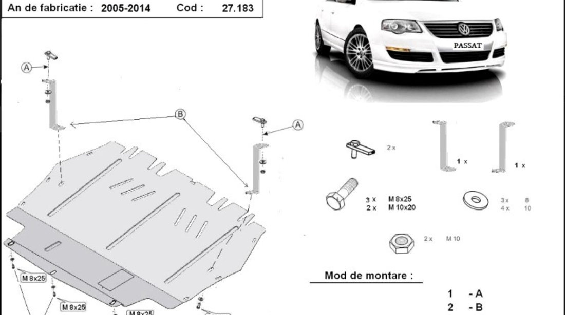 Scut motor metalic VW Passat B6/B7 2005-2014