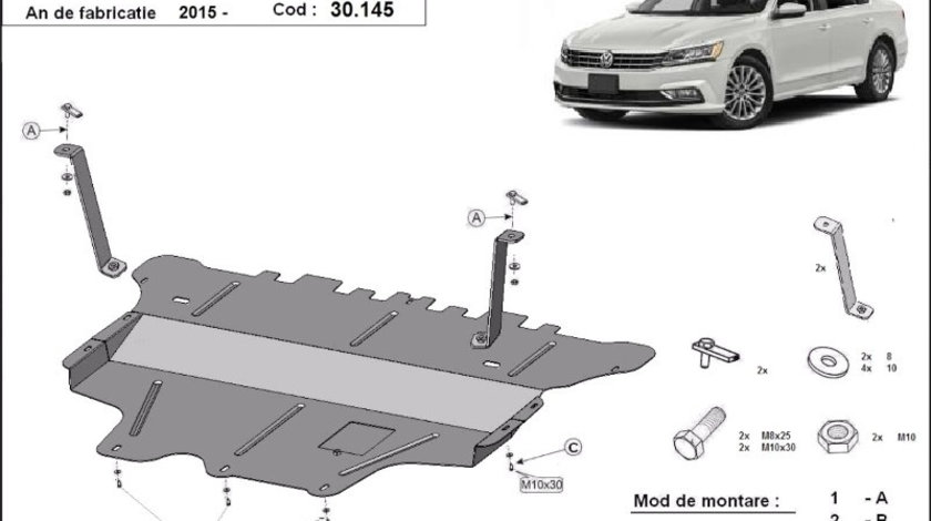 Scut motor metalic VW Passat B8 Cutie Manuala 2015-prezent
