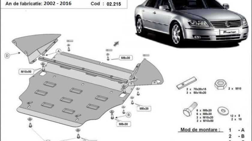 Scut motor metalic VW Phaeton 2002-2016