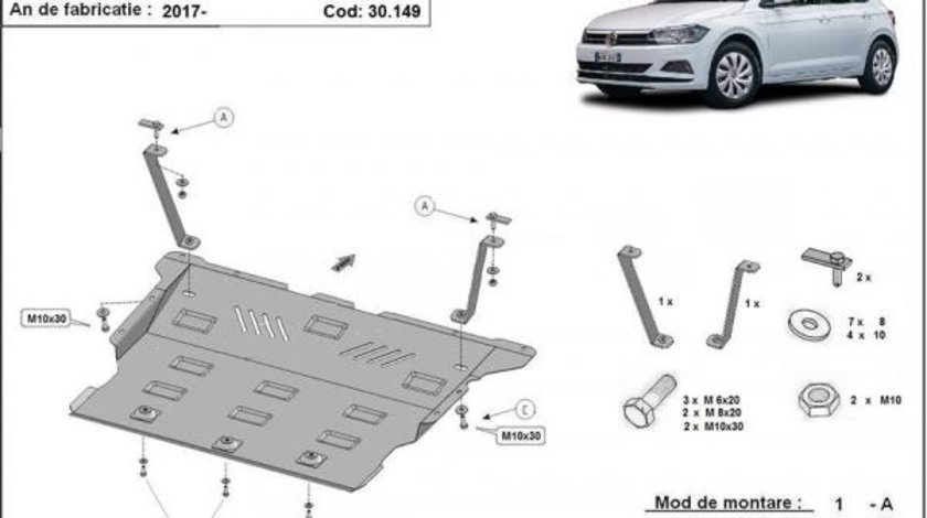 Scut motor metalic VW Polo 2017-prezent