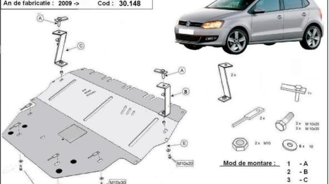 Scut motor metalic VW Polo ( 6R ) - Diesel 2009-2017