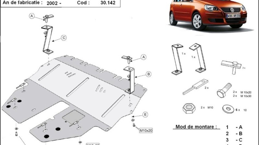 Scut motor metalic VW Polo 9N 2002-2009