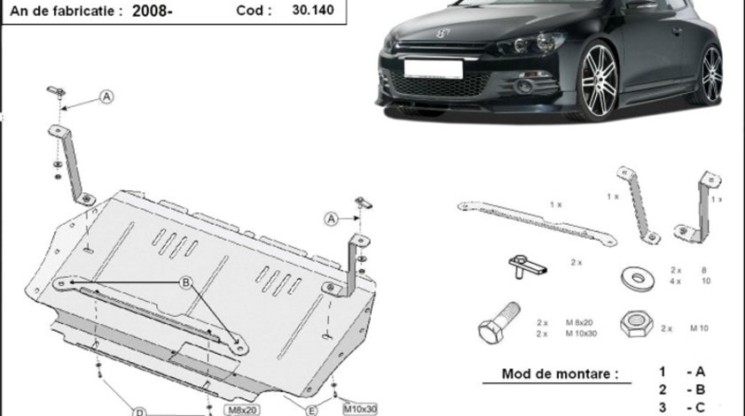 Scut motor metalic VW Scirocco 1.2,1.4,TSI, 1.6 tdi 2008-2017