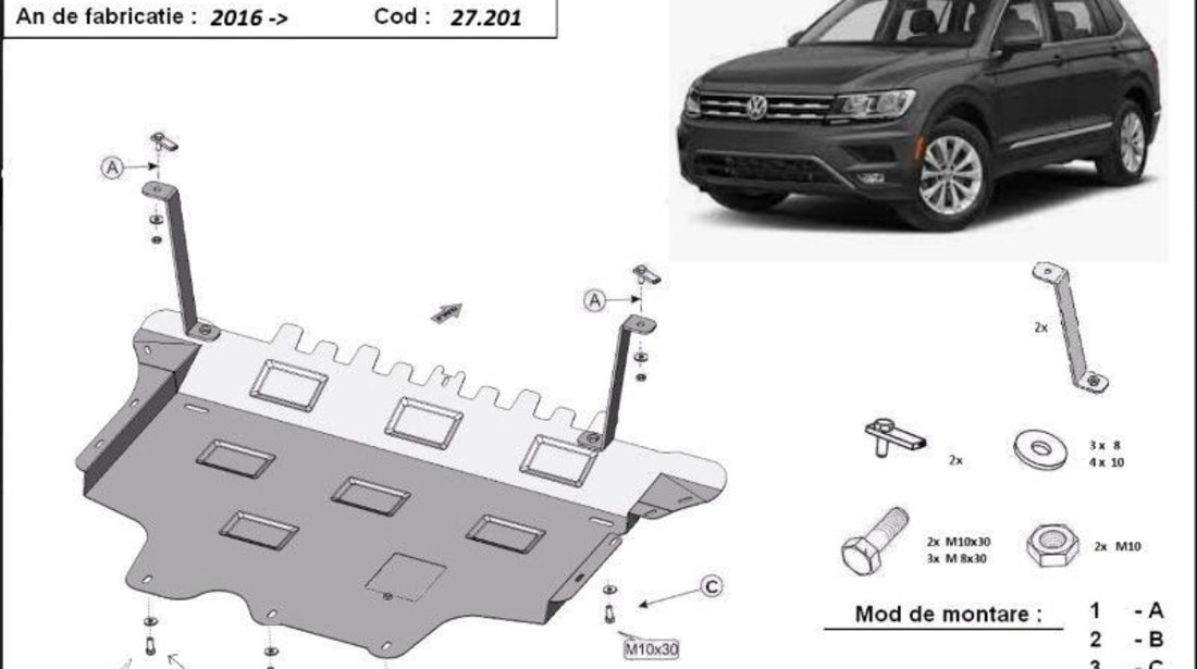 Scut motor metalic VW Tiguan 2016-prezent