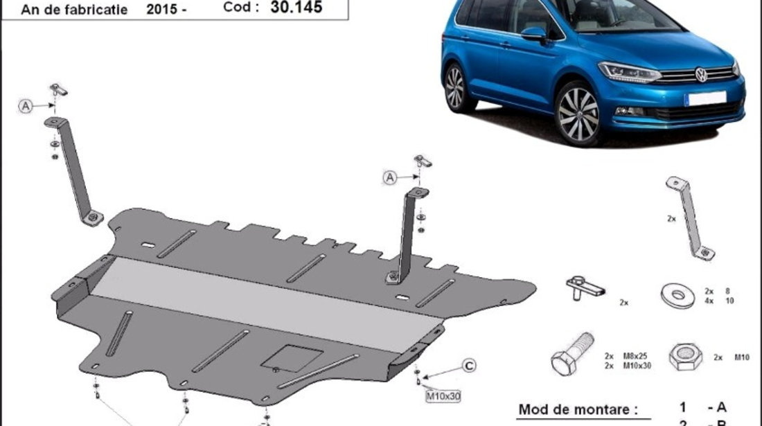 Scut motor metalic VW Touran Cutie Manuala 2016-prezent