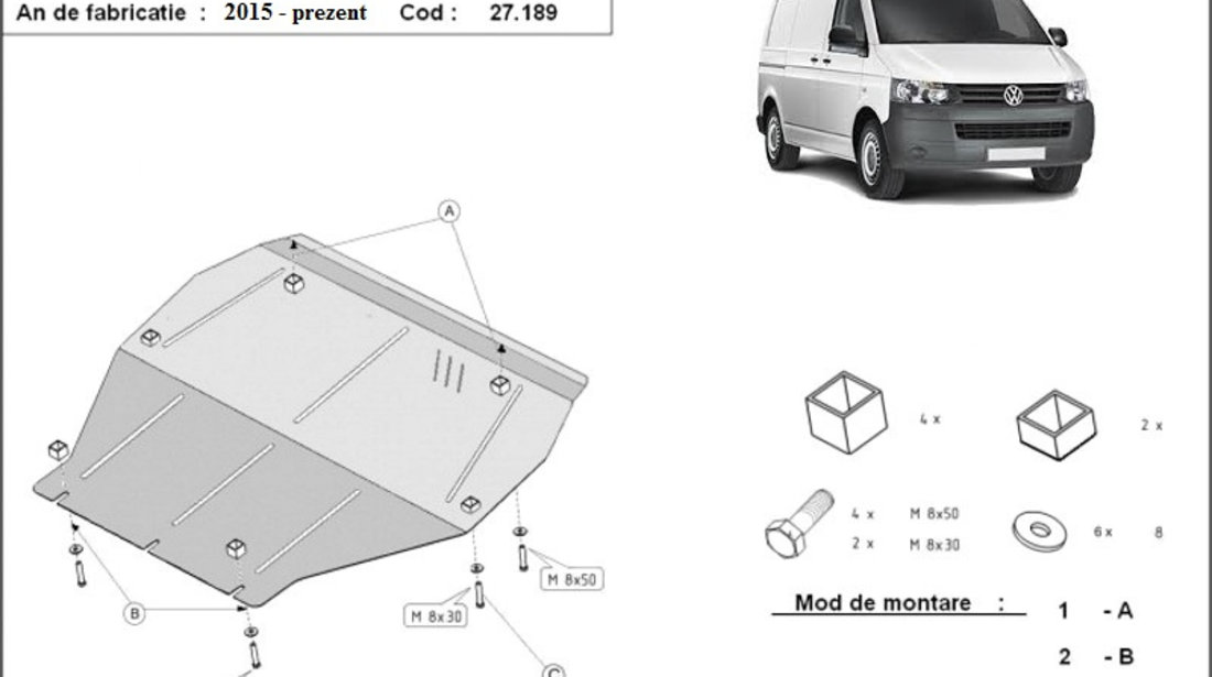 Scut motor metalic VW Transporter T6 2015-prezent