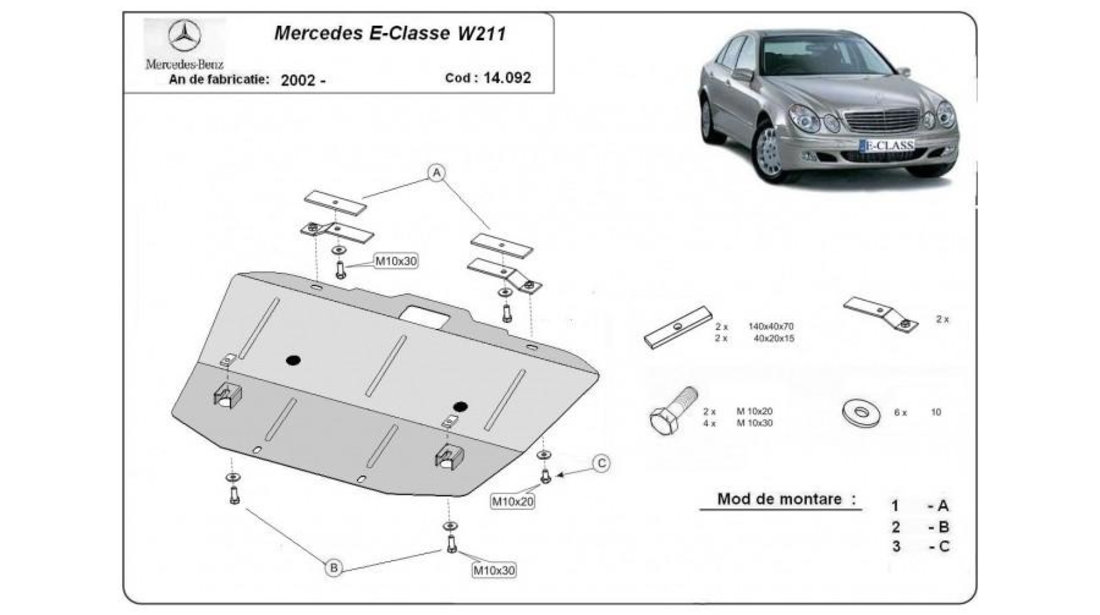 Scut motor metalic w211 - cutie de viteza automata Mercedes E-Class (2002-2009) [W211] #5