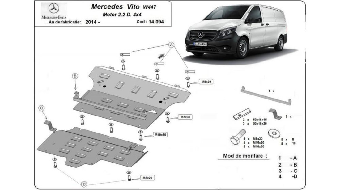 Scut motor metalic w447 - 2.2d 4x4 Mercedes VITO (2014->)[W447] #5