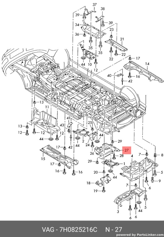 Scut podea Volkswagen Transporter T5 facelift duba 2012 alb OEM 7H3825211