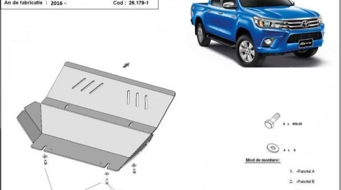 Scut radiator din aluminiu 6mm Toyota Hilux Revo 2016-2021