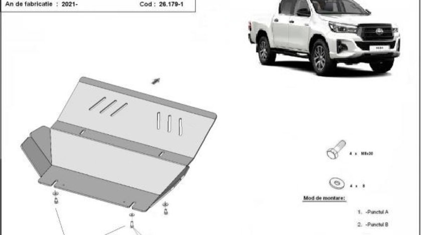 Scut radiator din aluminiu 6mm Toyota Hilux Invincible 2021-prezent