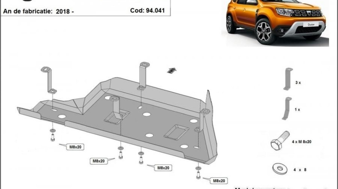 Scut rezervor AdBlue metalic Dacia Duster III 4x4 2018-prezent