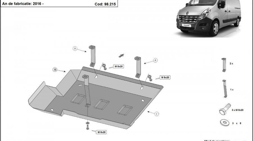 Scut rezervor AdBlue metalic Renault Master 2016-prezent - Model 3