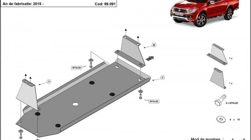 Scut rezervor metalic Fiat Fullback 2016-prezent