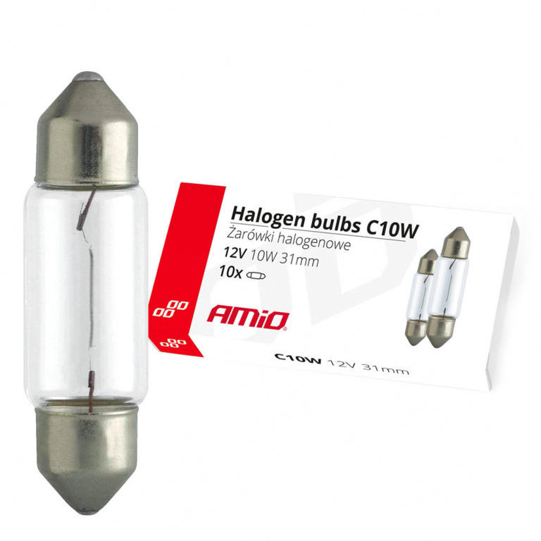 Se 10 Buc Bec Amio C10W 12V 10W Festoon 31mm 02555