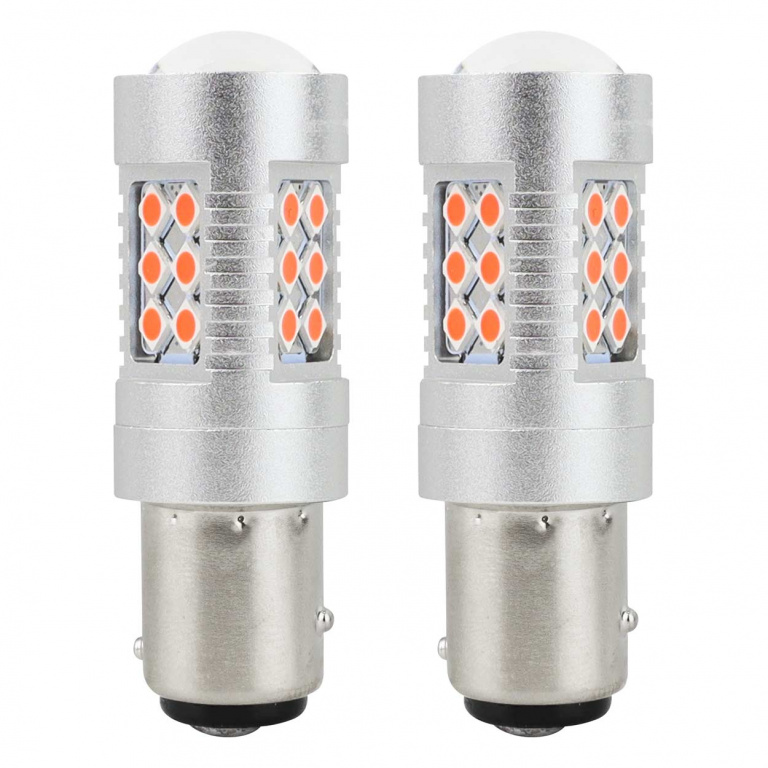 Se 2 Buc Led Amio BAY15D 12V / 24V 24 SMD 3030 P21/5W 1157 Canbus Rosu 02579