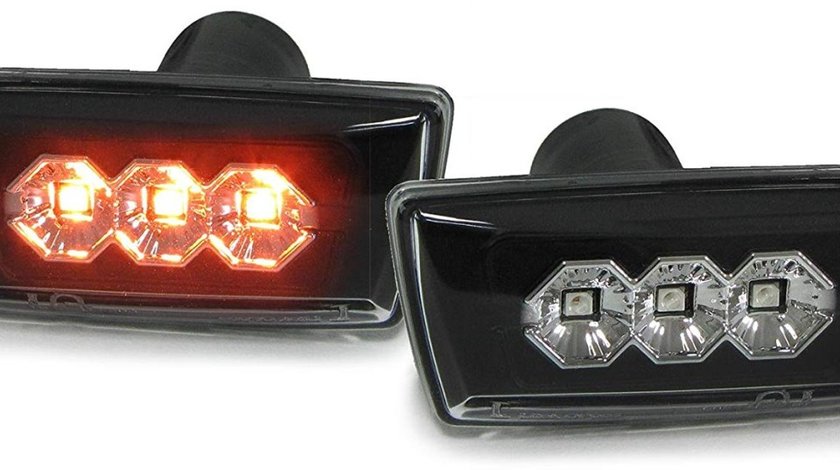 Semnale aripa Opel Astra H / Insignia/ Zafira B / Corsa D negru LED patrat