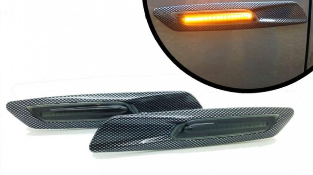 Semnalizare Aripa Led Carbon Bmw Seria 1 E87 2003-2007 Set 2 Buc BTLL-104