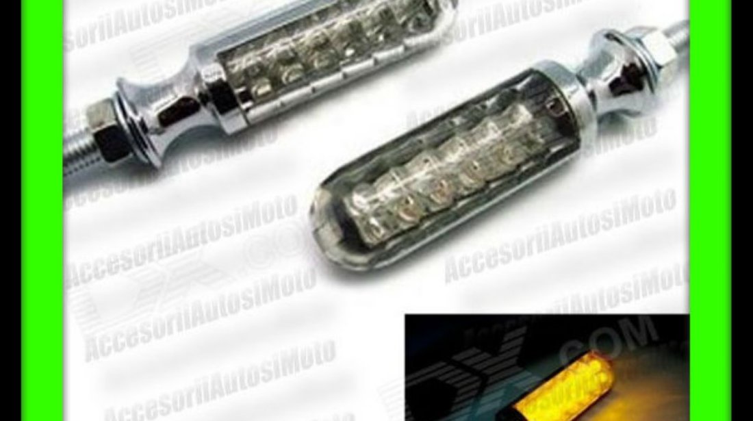 SEMNALIZARI MOTO LED cu 12 LED URI constructie ALUMINIU culoare NICHEL Atv Scuter