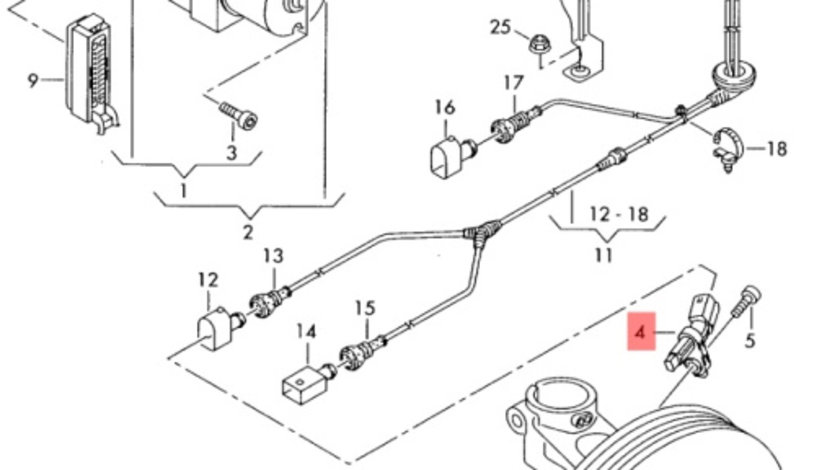 Senzor ABS roata stanga spate 1K0927807Vw Passat B6 2.0 TDI 2007 BMP OEM 1K0927807