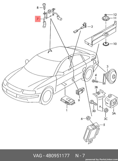 Senzor alarma Audi A6 4B (C5) Avant 2002 2.5 TDI OEM 4B0951177