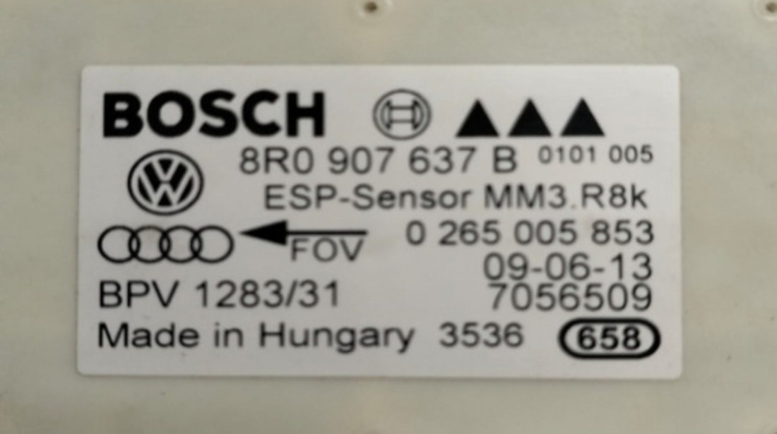 Senzor ESP Audi A5, 8R0907637B 8R0907637B Audi A5 8T [facelift] [2011 - 2016] Sportback liftback 3.0 TDI multitronic (204 hp)