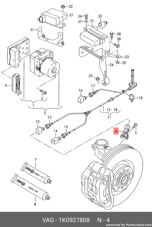 Senzor fuzeta spate 1K0927808 Vw Passat B7 2.0 TDI 2012 CFFB OEM 1K0927808