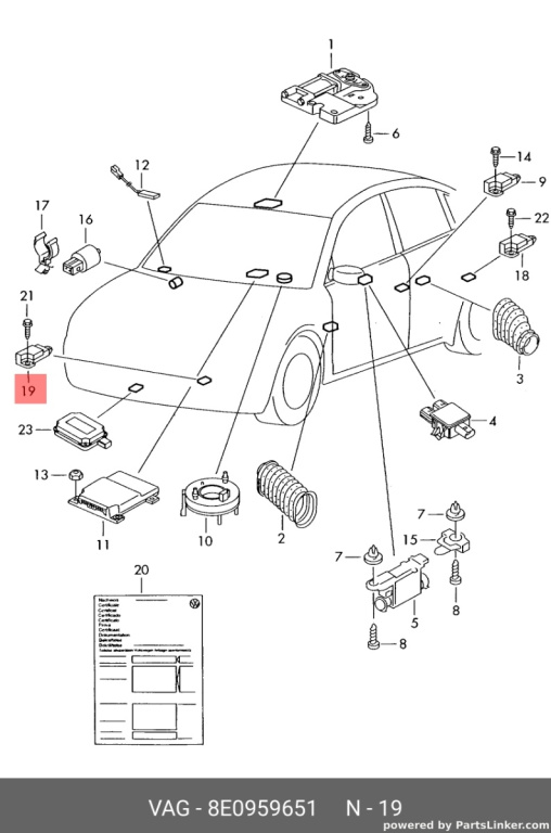 Senzor impact airbag 8E0959651 Audi A3 8L 1.9 TDI manuala OEM 8E0959651