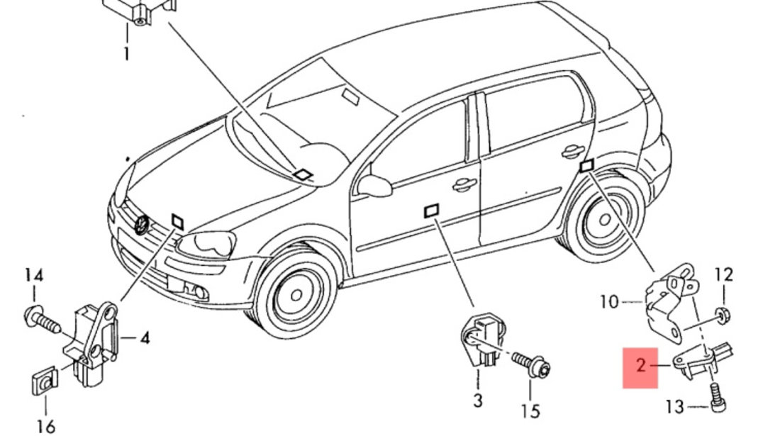 Senzor impact lateral 5K0959351 Volkswagen Golf 6 1.6 TDI OEM 5K0959351